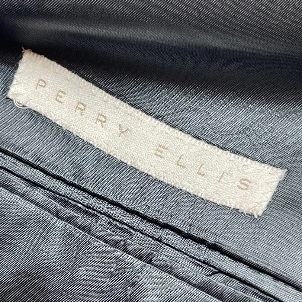 Perry Ellis Men's 45LG Navy 100% Worsted Wool‎ Double-Breasted Big & Tall Blazer
